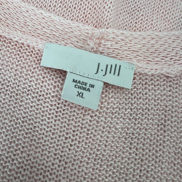 J. JILL XL Duster Cardigan Linen Blend Lightweight Pink Open Knit Long - Picture 3 of 10